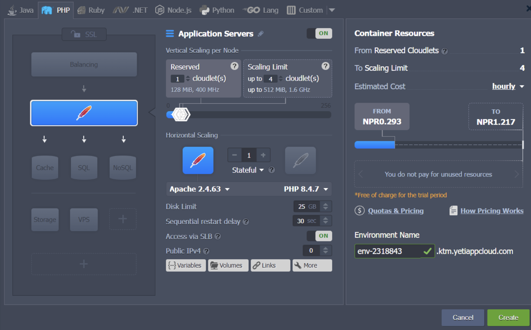 yeti cloud: How can you host an application in Yeti Cloud? 